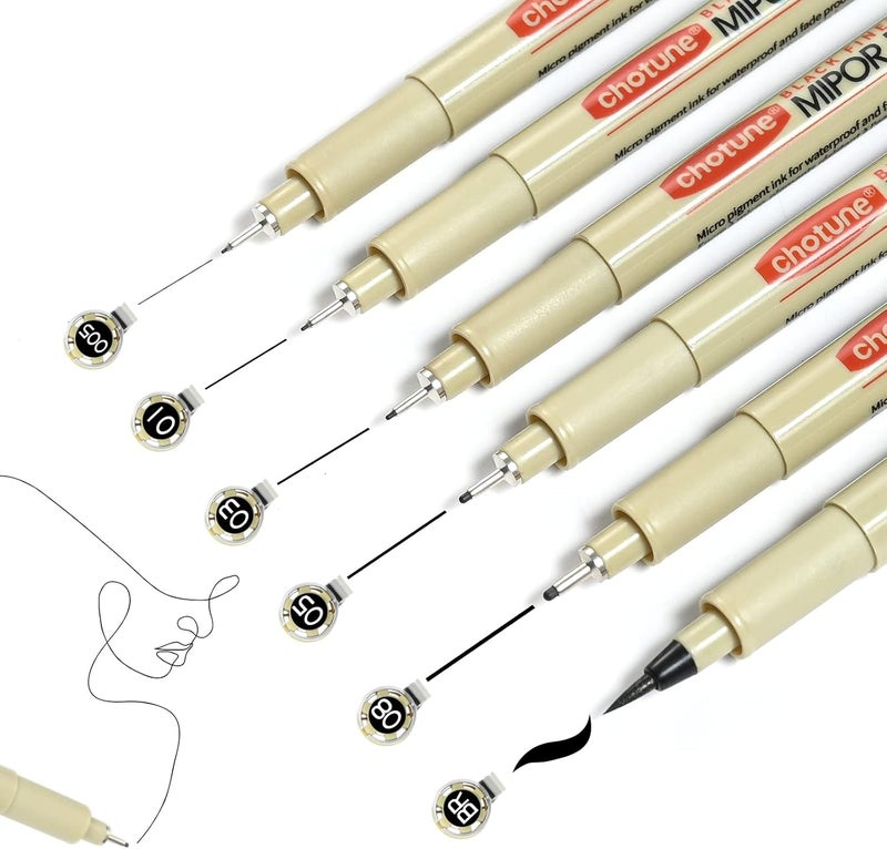 GETHPEN Micro Fineliner Set, 6 Pack Black Micro Fine Point Drawing Waterproof Archival Ink Multiliner Pens for Artist Illustration, Sketching, Technical Drawing, Anime, Manga - Image 1